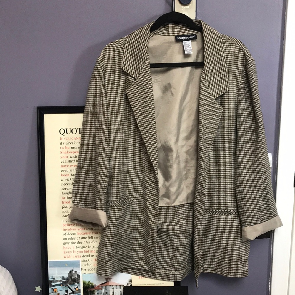 Vintage Sag Harbor Houndstooth Blazer / Coat